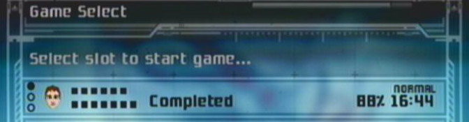 Metroid Prime 3 Save Data Completed: Normal, 88%, 16:44